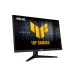 Front angled view of Asus TUF Gaming VG27AQE5A Monitor with thin bezels and bold yellow TUF GAMING branding.