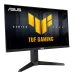 TUF Gaming VG259QMRL5A monitor on a black background, displaying the yellow TUF Gaming logo from an angle.
