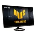 An angled view of the black ASUS TUF Gaming VG279Q5R monitor on its stand, displaying a yellow TUF Gaming logo and graphics.