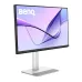 BenQ MA270UP monitor angled front view with a vibrant display, slim bezels, and white ergonomic stand.