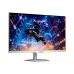 Gigabyte M27Q2 QD ICE monitor displaying an action-packed futuristic game scene with a cyberpunk character jumping.