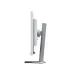 Side view of the white Gigabyte M27Q2 QD ICE monitor, showing its slim profile and the vertical, silver-textured stand.