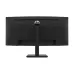 Back view of HP P34hc G4 Curved Monitor with HP logo, ventilation slots, and connectivity ports.