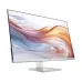 Angled front view of HP Series 5 527sh Monitor showing colorful display and minimalist silver stand for clean setups.
