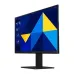 Angled front view of Samsung S27D300GAC Monitor showing geometric charts and slim modern design on black stand.
