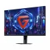 Front view of Xiaomi Redmi G27Q 2026 Multifunction Bracket Monitor displaying futuristic neon-lit cityscape graphic.