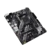 Three-quarter isometric view of the Asus PRIME B550M-K ARGB motherboard emphasizing its compact Micro-ATX form factor and component placement.