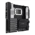 ASUS Pro WS WRX90E‑SAGE SE motherboard showing sTR5 CPU socket, PCIe slots, DDR5 memory slots, and I/O ports