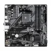 Gigabyte B550M K WIFI6E motherboard shown from above, highlighting its components, RAM slots, and PCIe slots