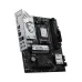 Sharp angled side perspective view of the MSI B850M GAMING WIFI Motherboard showcasing the silver heatsink.