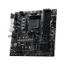 Right angled front viewpoint of the MSI PRO B550M-P Motherboard showcasing its RAM slots and PCIe configuration.
