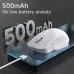 Charging view of AJAZZ AJ039 V2 Wireless Mouse on reflective pad showing 500mAh battery capacity for long use.