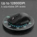 Top view of AJAZZ AJ039 V2 Wireless Mouse on circular platform highlighting 6 adjustable DPI levels up to 12800 DPI.