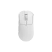 Underside view of the AJAZZ AJ200 NL AI MC Tri‑Mode Wireless Mouse in white showing sensor position and base design.
