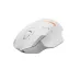 Left angled front viewpoint of the white Xtrike Me GW-325 Mouse displaying the scroll wheel and side buttons.