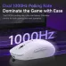 Front view of AJAZZ NJ11 MC Gaming Mouse beside laptop highlighting dual 1000Hz polling rate for ultra-low latency.