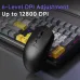 Top view of AJAZZ NJ11 MC Gaming Mouse on RGB keyboard showing 6-level DPI adjustment up to 12800 DPI.