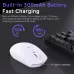Side view of AJAZZ NJ11 MC Gaming Mouse next to keyboard featuring Type-C fast charging and 300mAh battery life.