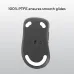 Underside view of Asus MD102 Wireless Mouse showing PTFE glide pads, optical sensor, and connectivity switch.