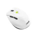 Close-up of Asus MD105 Wireless Mouse with scroll wheel, green button, and black side buttons on sleek body.