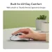 Ergonomic view of Asus MD105 Wireless Mouse in hand showing thumb rest and comfort-focused design.