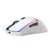 A side view of the white Fantech CRYPTO II WG7V2 wireless gaming mouse, showing the RGB strip, side buttons, and charging port.