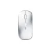 Silver wireless mouse with scroll wheel, DPI button, and three vertical LED indicators