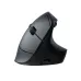 Black ergonomic vertical wireless mouse with angled design, scroll wheel, side buttons, and USB port