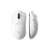 White A5-V3 wireless mouse with ergonomic design, side buttons, scroll wheel, LED indicator, top and side view displayed