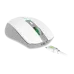Angled top view of Meetion BTM002 Dual Mode Silent Wireless Mouse in white showing smooth surface, scroll wheel, and connected cable.