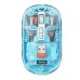 Top transparent view of Meetion BTM005 Dual Mode Silent Wireless Mouse in blue showing internal components and compact layout.