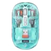 Top transparent view of Meetion BTM005 Dual Mode Silent Wireless Mouse in green highlighting visible circuitry and battery housing.
