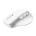 Meetion BTM012 Dual Mode Wireless Mouse angled view white body scroll wheel side buttons connectivity icons