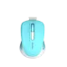 Top view of cyan Meetion MiniGo BT Dual Mode Silent Wireless Mouse featuring slim ergonomic shape and clean button layout.