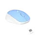 Angled top view of blue Meetion MT-R570 2.4G Wireless Silent Mouse with compact shape, smooth buttons, and included nano receiver.