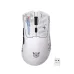Top view of a white Onikuma DM01 Mouse positioned next to its compact USB wireless receiver.