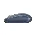 A straight side profile of the dark blue Rapoo M590 Silent Multi-mode Wireless Mouse, highlighting the ergonomic shape and side buttons.