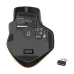 Bottom view highlighting mode switch, optical sensor, and USB receiver of Redragon BM-2995 Tri Mode Wireless Mouse.