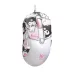 Font view pink T-WOLF G550 wired RGB gaming mouse featuring a custom Kuromi anime sticker print design and side navigation buttons.