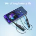 Top-down view of BWOO BO-BW870 Wireless Neckband placed on smartphone highlighting 40h battery life and connected setup