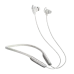 A front view of the white Edifier W280NB Pro neckband earbuds with silver metallic accents and in-line controls.