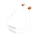 White JBL Endurance Run 2 Wireless sports earphones with orange ear tips, inline remote, and neckband cable