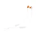 Full view of white JBL Endurance Run 2 Wireless sports earphones with inline controls and orange ear tips