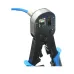 Close-up of Dintek 6102-01021 Crimping Tool attaching RJ45 connector to Ethernet cable with visible wire pairs.