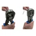 Hands using Dintek 6102-01021 Crimping Tool to insert and crimp network cable into ezi-PLUG connector.