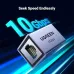 Angled promo of the UGREEN NW261 RJ45 Connector showing metallic casing and 10Gbps speed label with blue motion streaks.