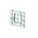 White single-gang faceplate for the COTE CFP-2101, viewed from the back, showing the internal clip for a keystone jack.