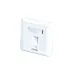 White single-gang faceplate for the COTE CFP-2101, showing the front with a recessed port for a keystone jack and the COTE logo.