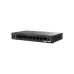 Front view black Tenda TEG2210P switch featuring 8ports, 1 Gigabit port and 1 SFP port with LED status indicators.