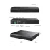Diagram of TP-Link VIGI NVR2016H NVR highlighting labeled ports, dual SATA support, and detailed dimensions.